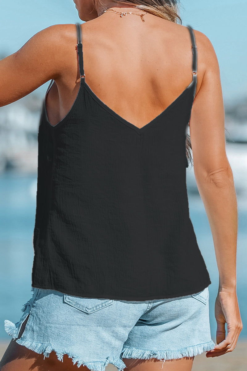 Kaynafashions - Casual Vacation Solid Buttons V Neck Tops