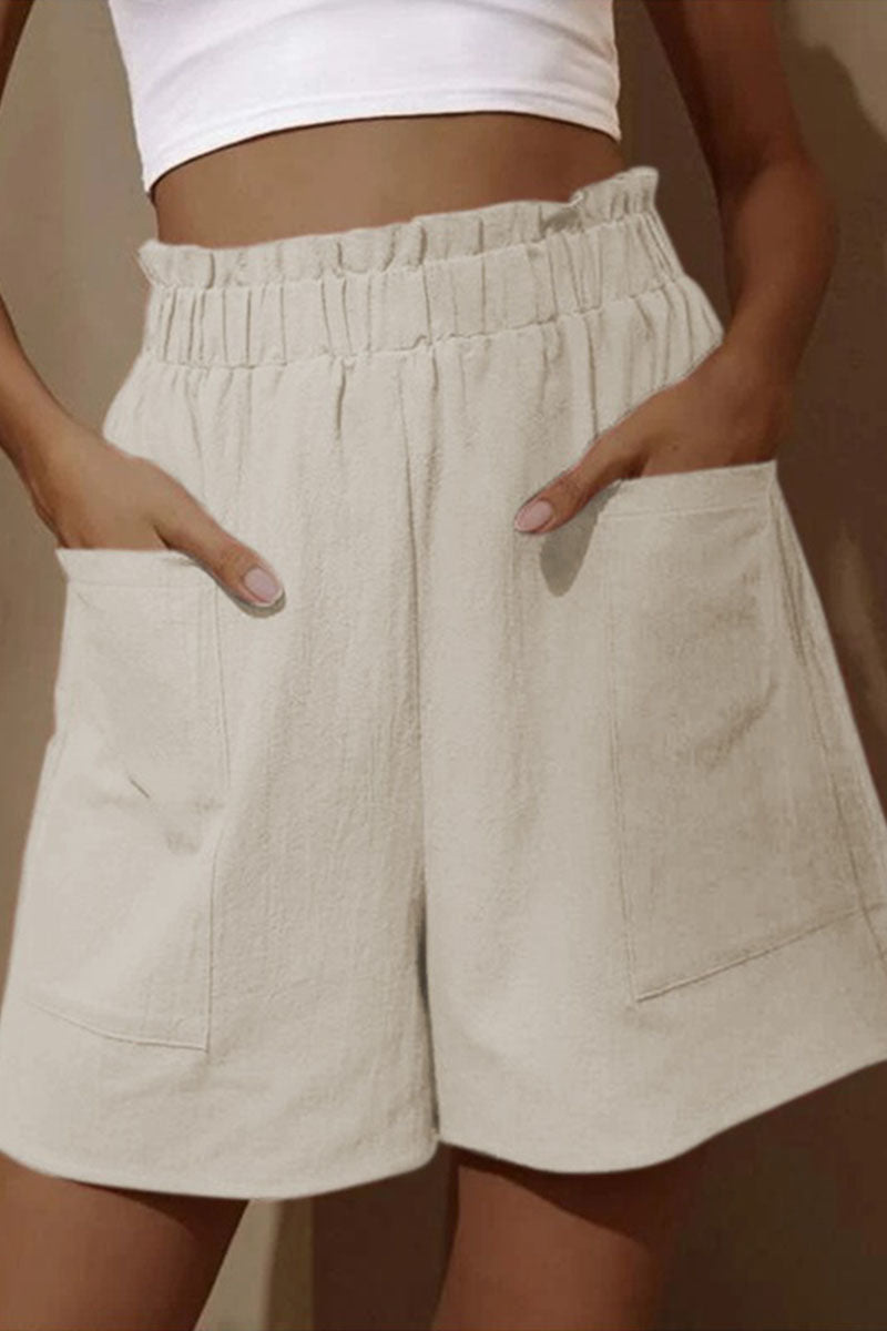 Kaynafashions - Fashion Casual Solid Pocket Loose High Waist Wide Leg Bottoms