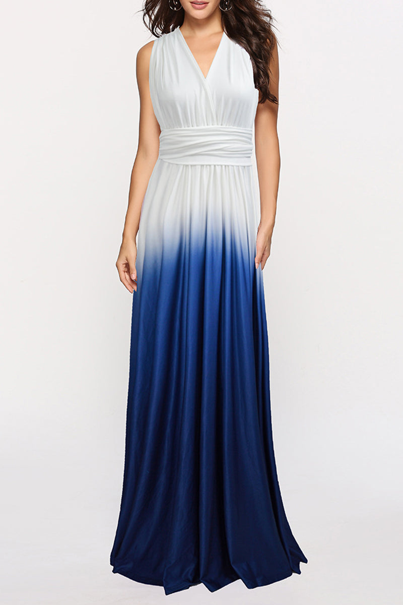 Kaynafashions - Sexy Gradual Change Bandage Contrast V Neck Evening Dress Dresses