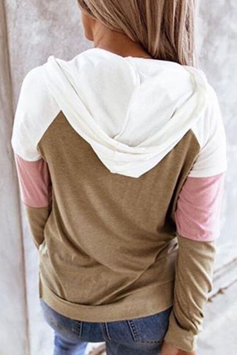 Kaynafashions - Fashion Casual Solid Patchwork Hooded Collar Tops(12 colors)