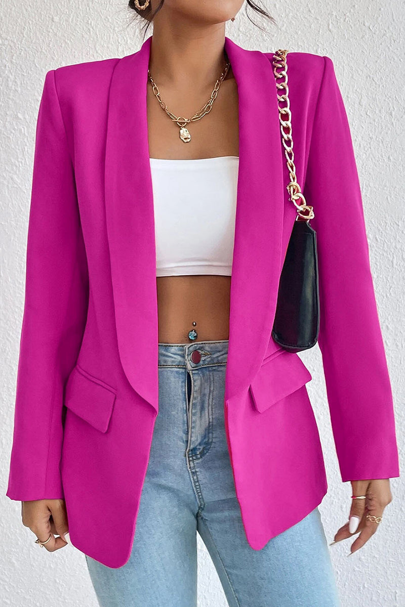 Kaynafashions - Work Solid Pocket Turn-back Collar Outerwear