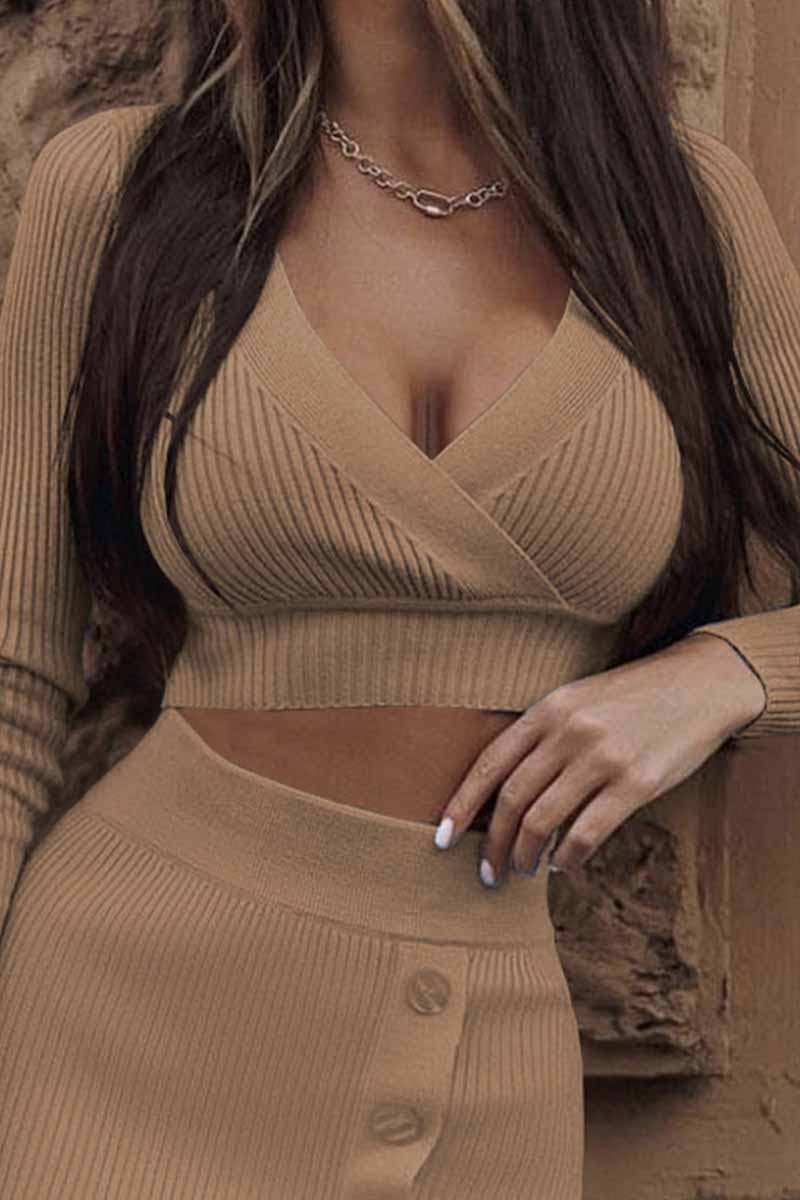 Kaynafashions - Elegant Solid Patchwork V Neck Tops(6 Colors)