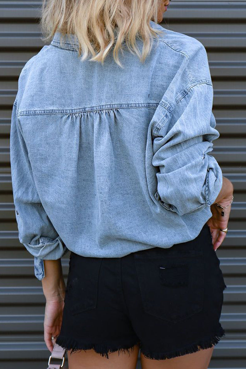 Kaynafashions - Fashion Solid Shirt Collar Outerwear