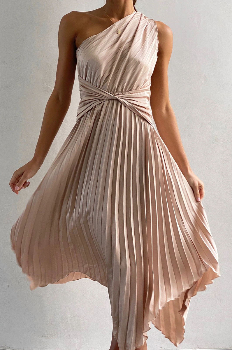 Kaynafashions - Fashion Solid Fold One Shoulder Irregular Dress Dresses(6 colors)