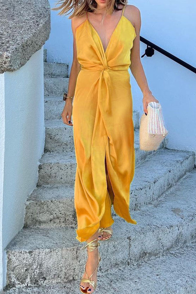 Kaynafashions - Sexy Solid Backless V Neck Sling Dress Dresses(5 Colors)