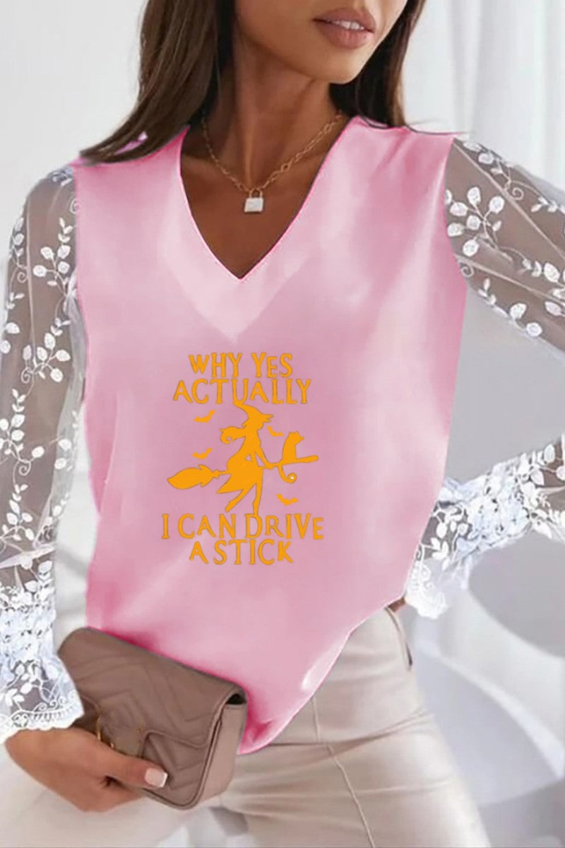 Kaynafashions - Casual Print Patchwork V Neck Tops