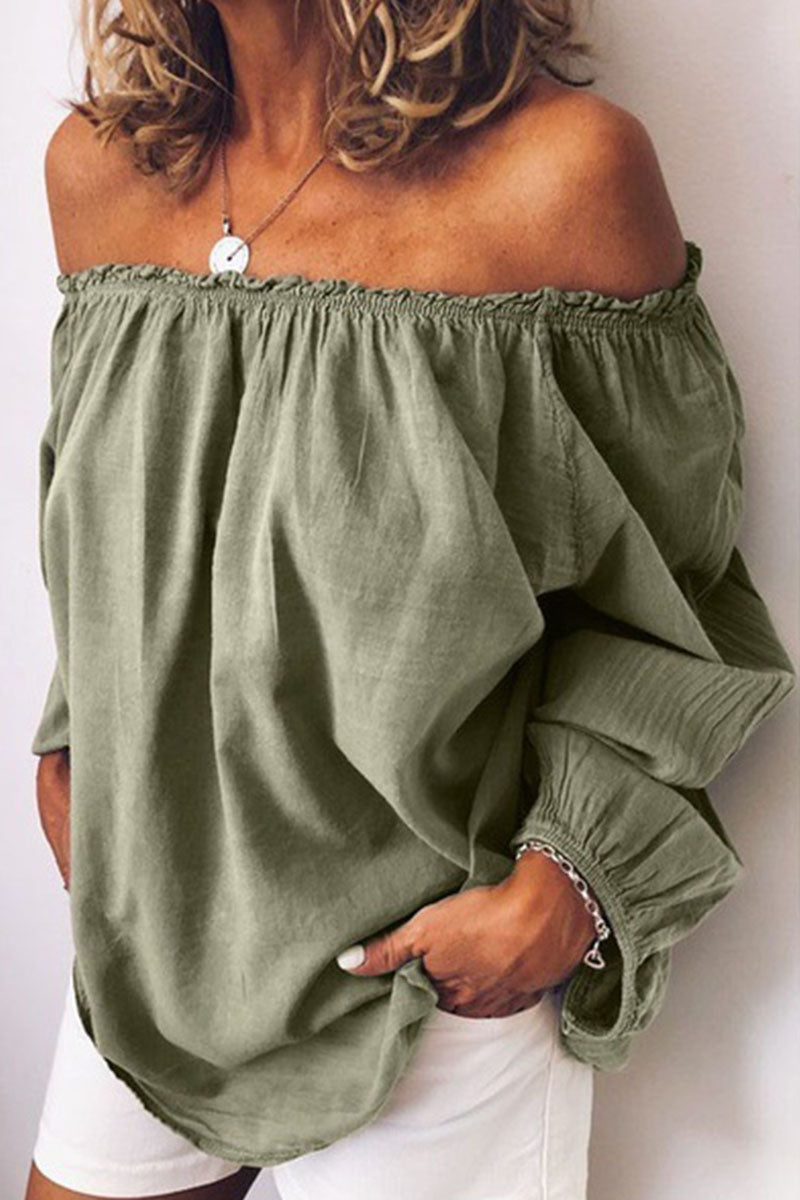 Kaynafashions - Fashion Casual Solid Patchwork Off the Shoulder Tops