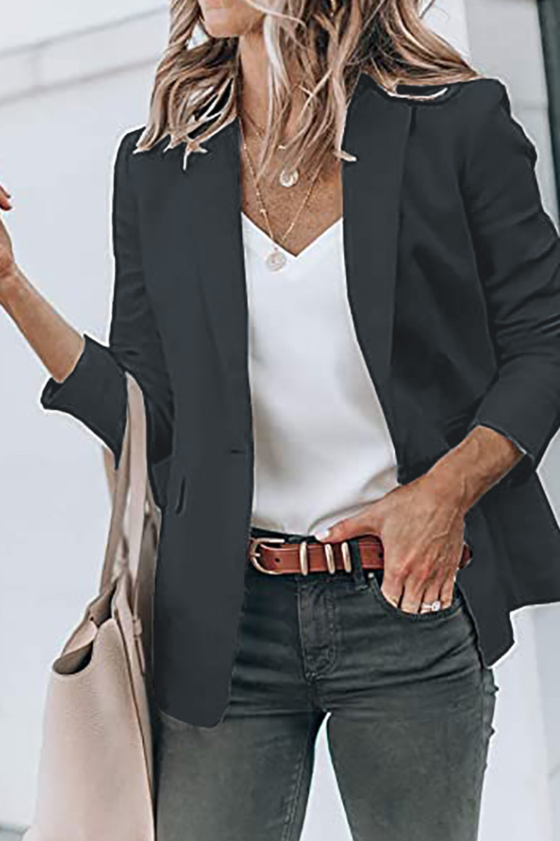 Kaynafashions - Fashion Solid Patchwork Turndown Collar Outerwear(11 colors)