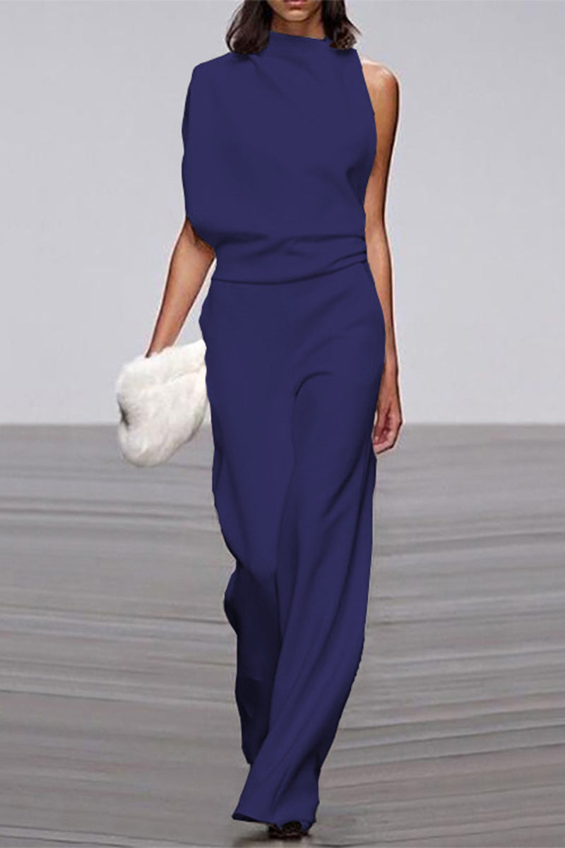 Kaynafashions - Casual Solid Patchwork Half A Turtleneck Boot Cut Jumpsuits(12 Colors)