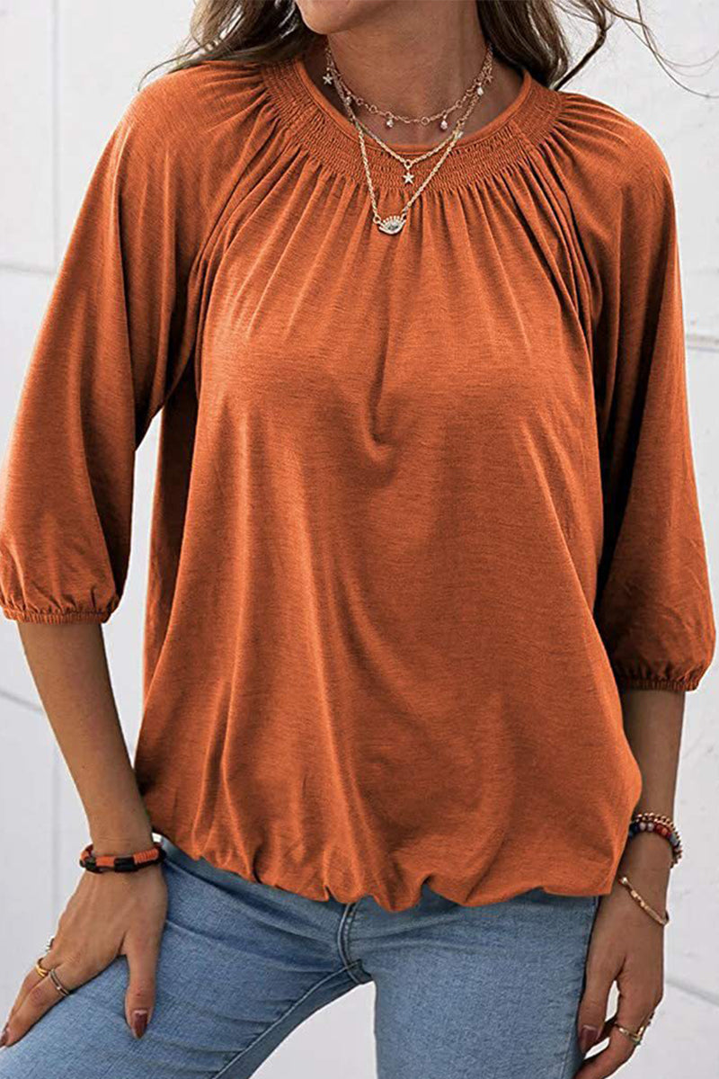 Kaynafashions - Casual Solid Solid Color O Neck Tops(9 Colors)