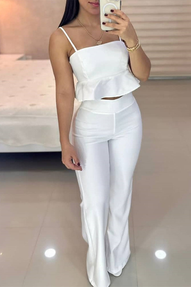 Kaynafashions - Casual Sweet Solid V Neck Sleeveless Two Pieces