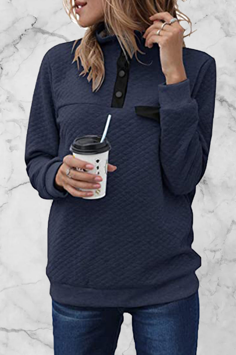 Kaynafashions - Fashion Casual Solid Patchwork Turtleneck Tops