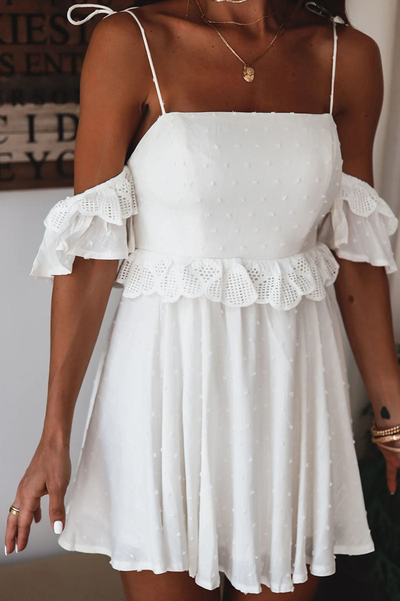 Kaynafashions - Fashion Elegant Solid Patchwork Spaghetti Strap A Line Dresses