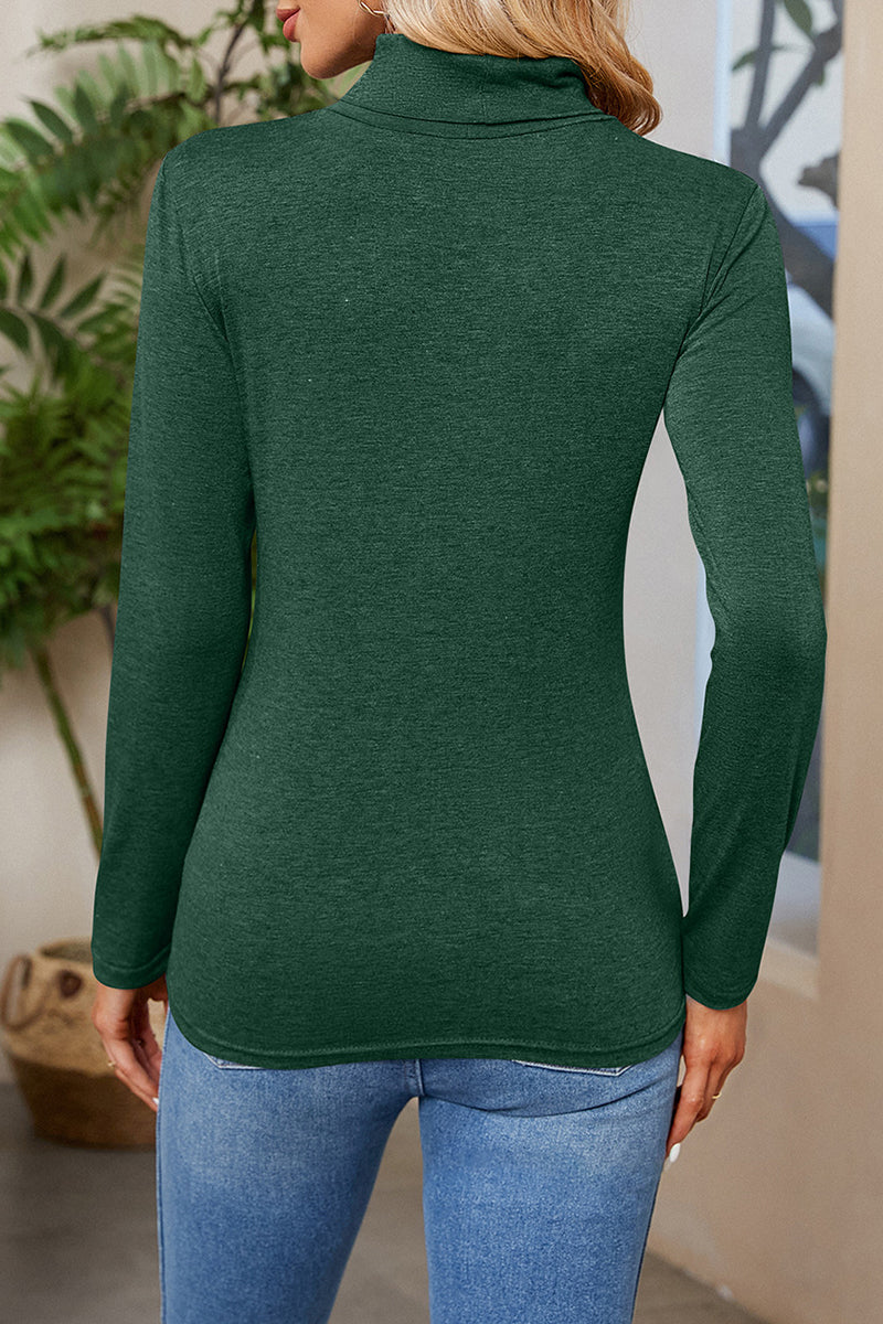Kaynafashions - Daily Simplicity Solid Turtleneck Tops(6 Colors)