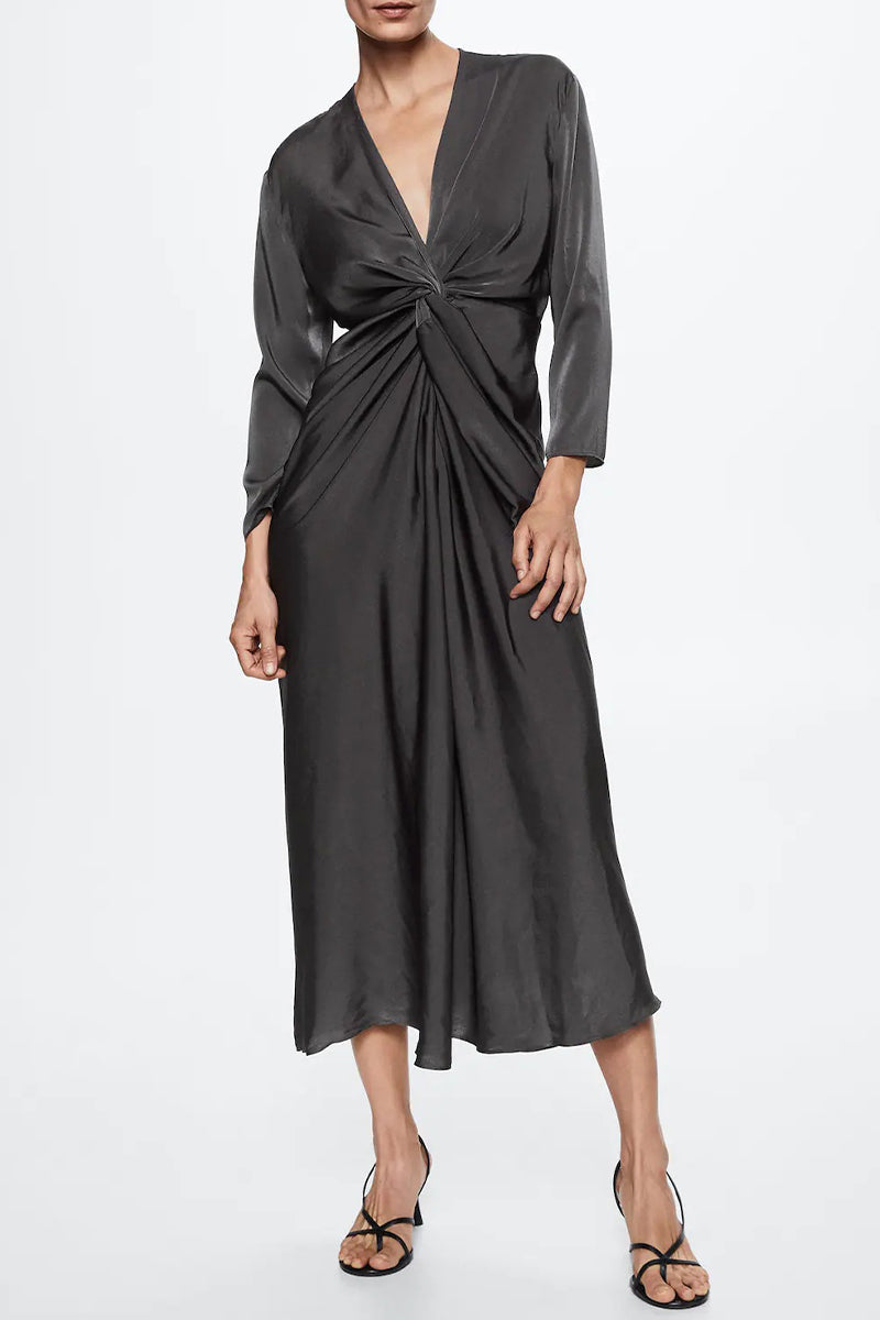 Kaynafashions - Elegant College Solid Asymmetrical V Neck Waist Skirt Dresses