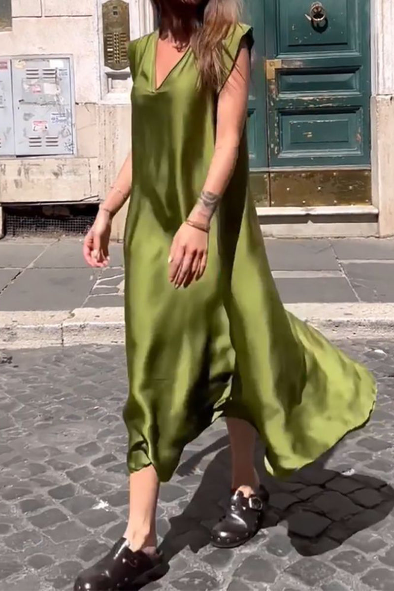 Kaynafashions - Casual Street Solid V Neck A Line Dresses