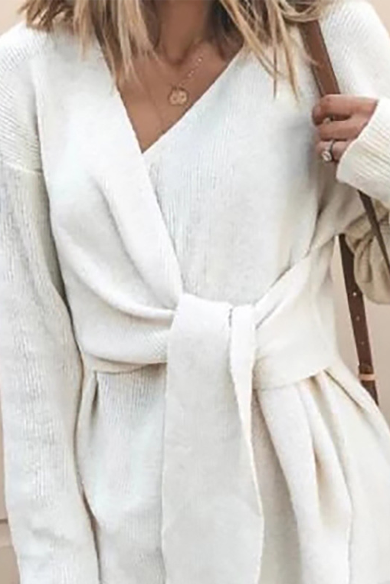 Kaynafashions - Casual Solid Patchwork V Neck Sweaters(4 Colors)