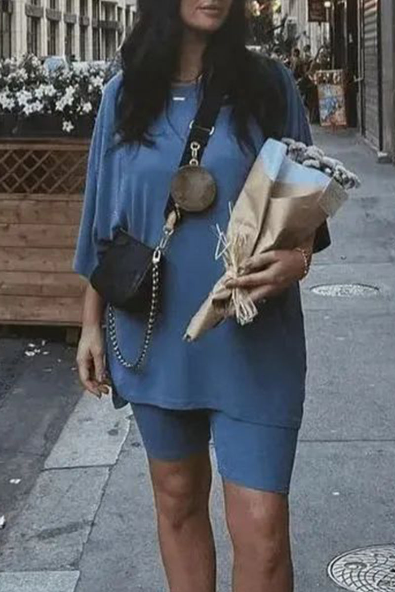 Kaynafashions - Casual Simplicity Solid O Neck Three Quarter Two Pieces