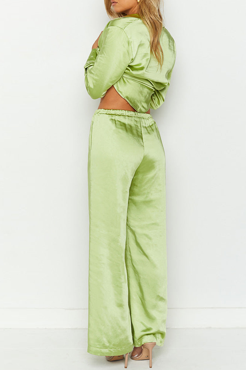 Kaynafashions - Street Solid Patchwork Turndown Collar Long Sleeve Two Pieces