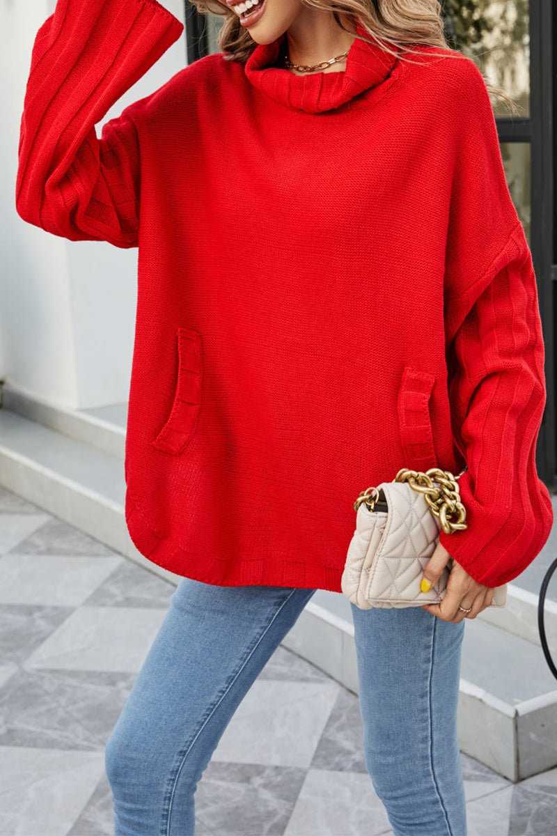 Kaynafashions - Fashion Casual Solid Patchwork Turtleneck Sweaters(5 Colors)