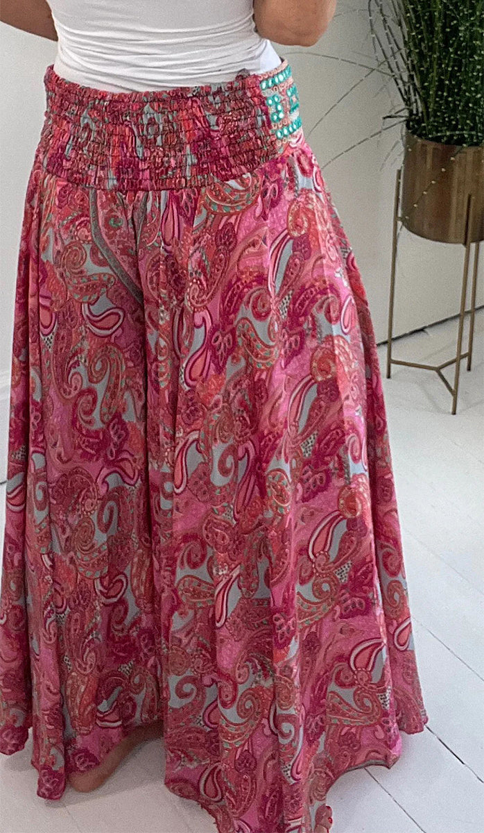 Kaynafashions - Casual College Print Patchwork High Waist Wide Leg Full Print Bottoms