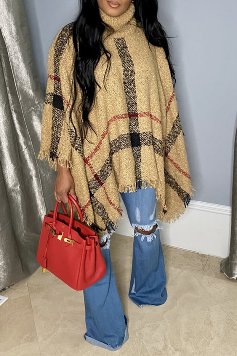 Kaynafashions - Casual Patchwork Tassel Turtleneck Cardigans(3 Colors)