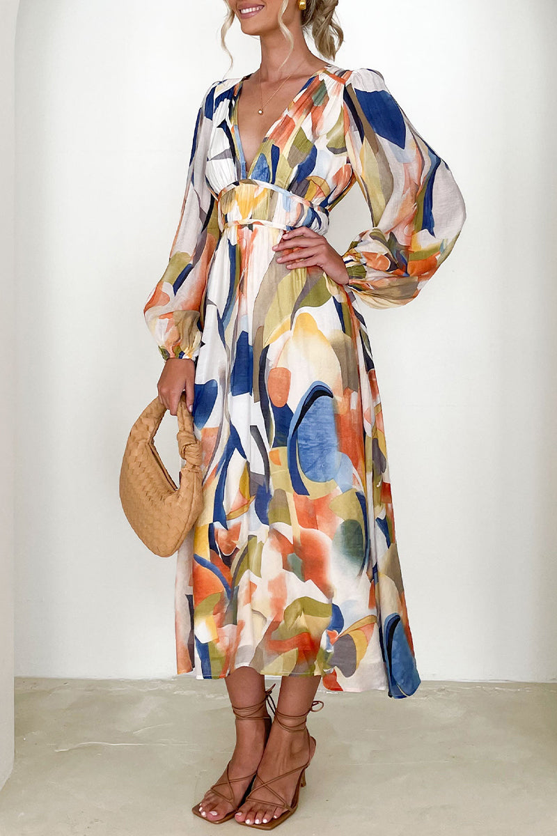 Kaynafashions - Celebrities Elegant Color Block Contrast V Neck A Line Dresses