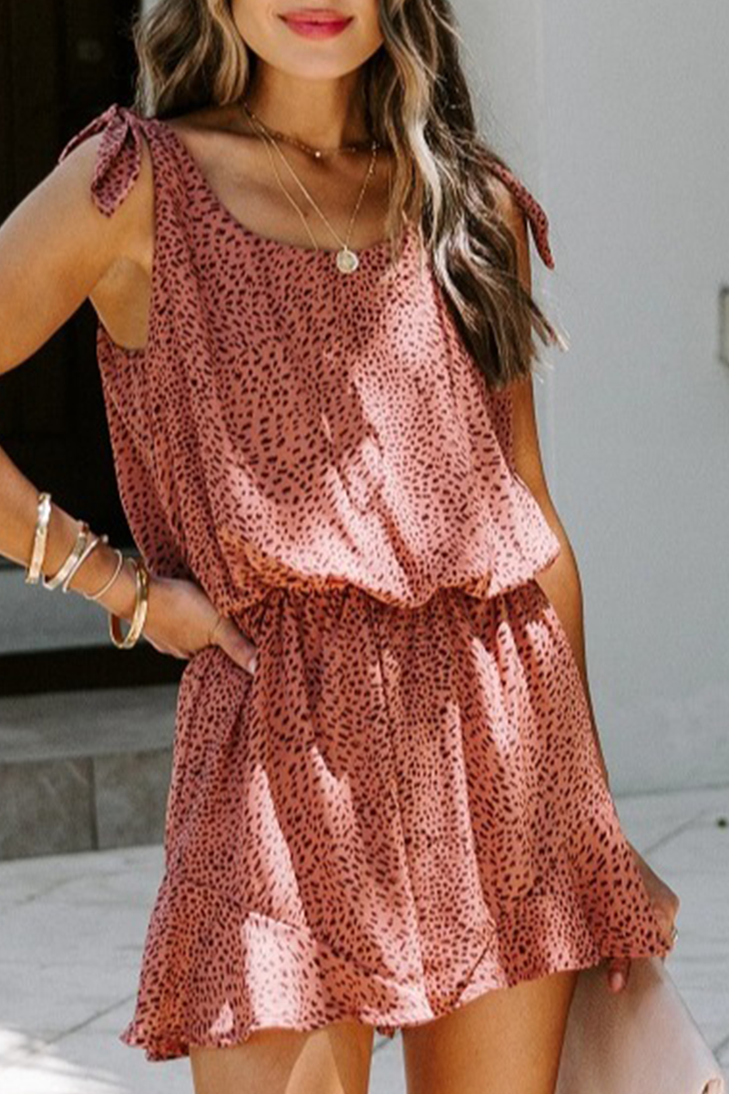 Kaynafashions - Casual Print Patchwork Strap Design U Neck Loose Jumpsuits
