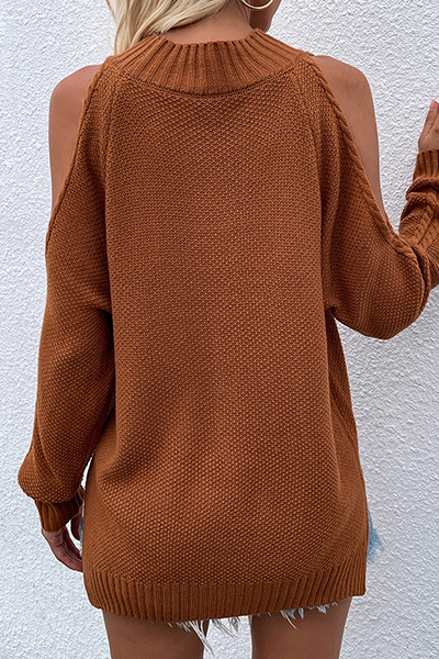 Kaynafashions - Casual Solid Hollowed Out Patchwork O Neck Sweaters(6 Colors)