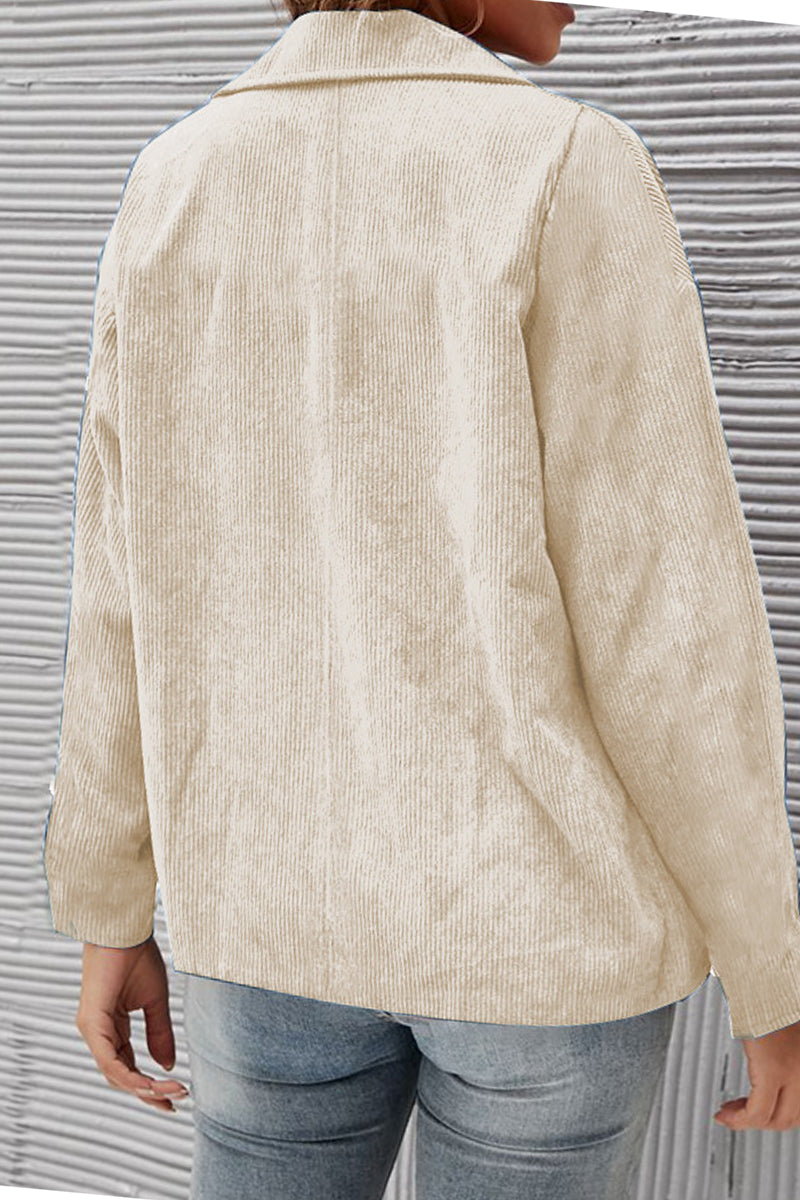 Kaynafashions - Solid Patchwork Turndown Collar Outerwear(10 Colors)