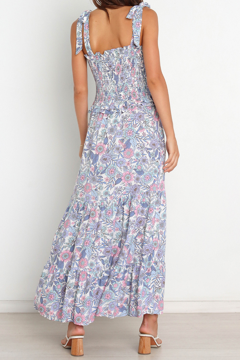 Kaynafashions - Casual Print Patchwork Spaghetti Strap Straight Dresses