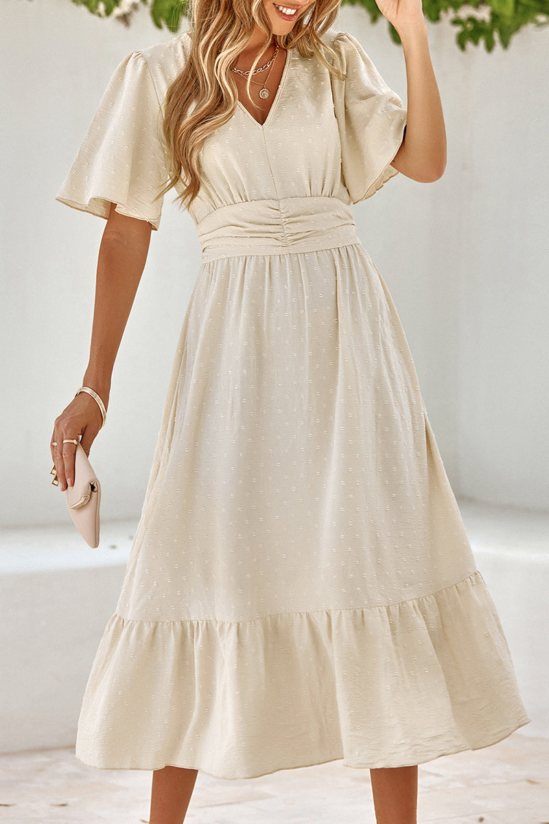 Kaynafashions - Sweet Elegant Solid Solid Color V Neck A Line Dresses