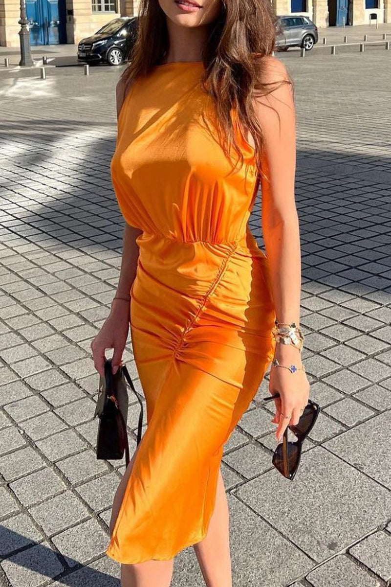 Kaynafashions - Sexy Solid Fold One Step Skirt Dresses