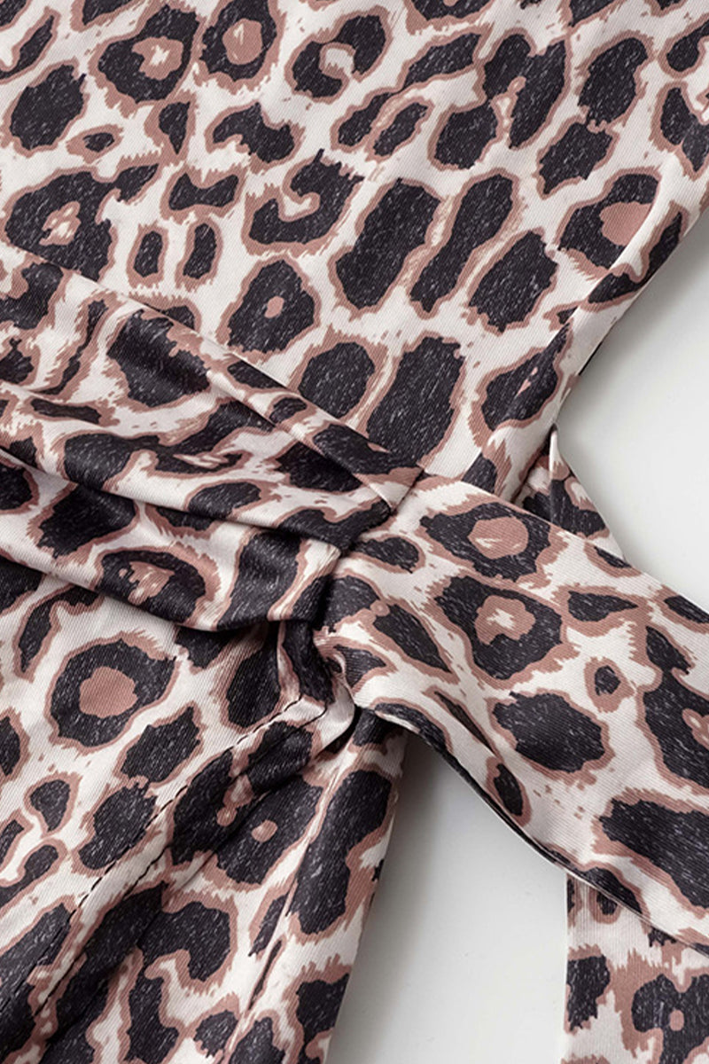 Kaynafashions - Sexy Street Animal Print Patchwork Frenulum Off the Shoulder Printed Dress Dresses(4 Colors)