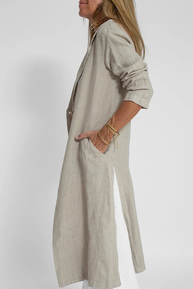 Kaynafashions - Casual Solid Pocket Turn-back Collar Outerwear