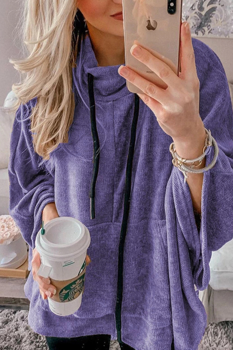 Kaynafashions - Fashion Solid Draw String Half A Turtleneck Tops(4 colors)