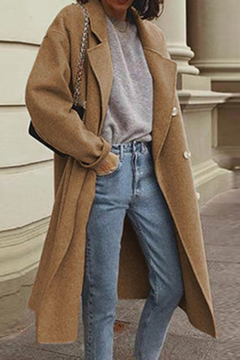 Kaynafashions - Casual Elegant Solid Buckle Turndown Collar Outerwear(6 Colors)