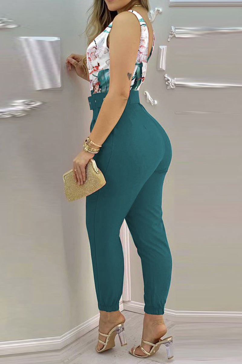 Kaynafashions - Sexy Casual Solid Backless With Belt V Neck Regular Jumpsuits