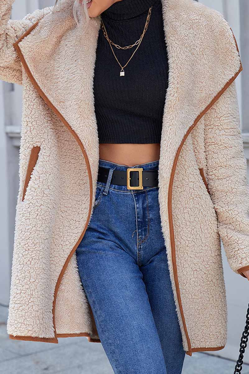 Kaynafashions - Casual Solid Patchwork Turndown Collar Outerwear