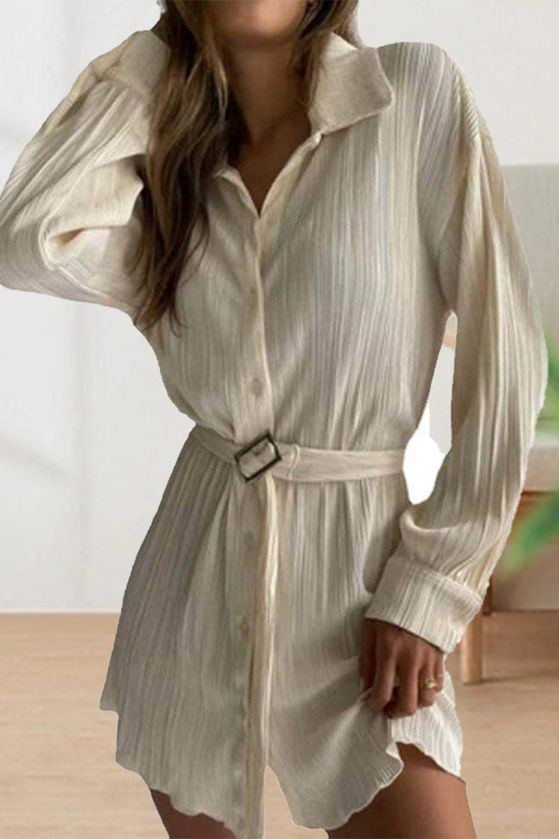 Kaynafashions - Casual Elegant Frenulum V Neck One Step Skirt Dresses(4 Colors)