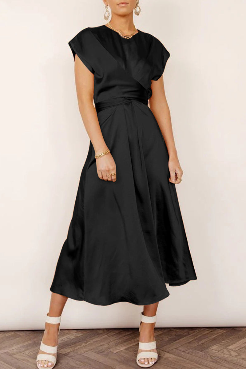 Kaynafashions - Celebrities Elegant Solid Bandage U Neck Dresses(6 Colors)
