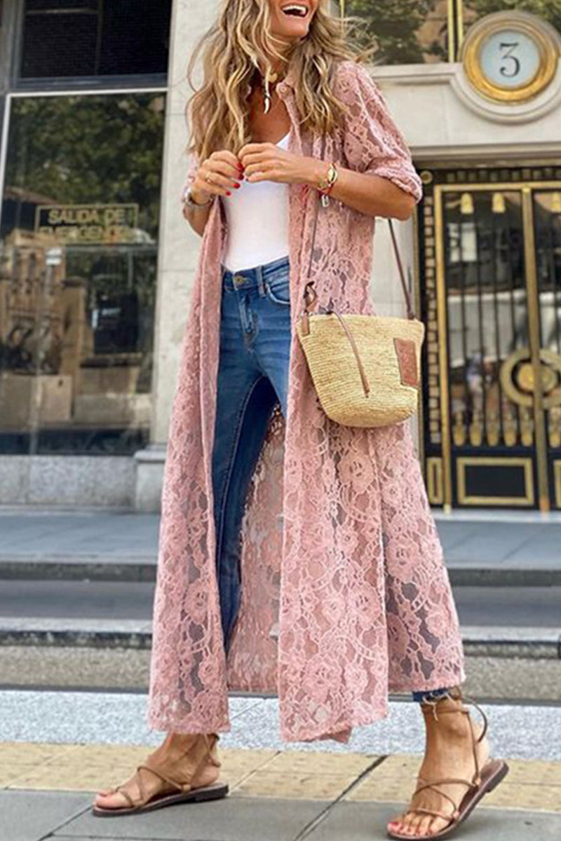 Kaynafashions - Casual Solid Patchwork Buckle Turndown Collar Tops(3 Colors)