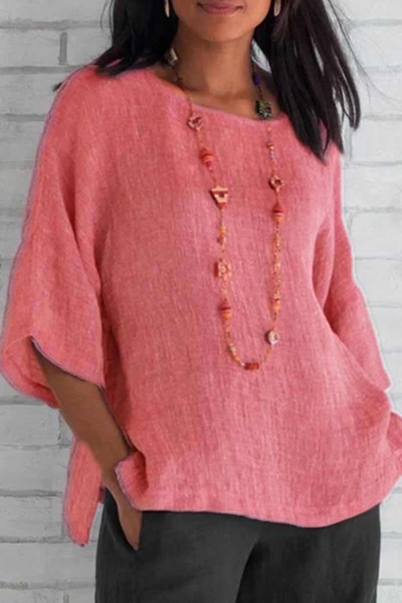 Kaynafashions - Casual Solid O Neck Tops(5 Colors)