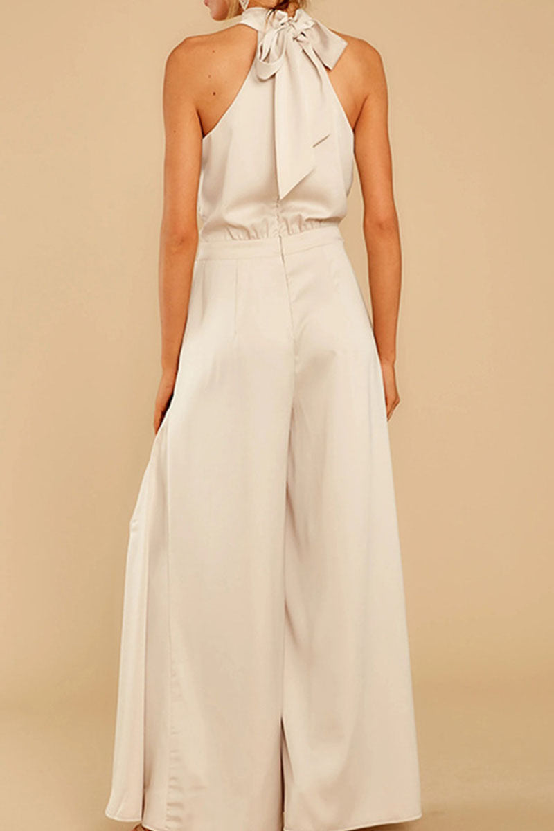 Kaynafashions - Fashion Casual Solid Patchwork Halter Loose Jumpsuits(5 Colors)