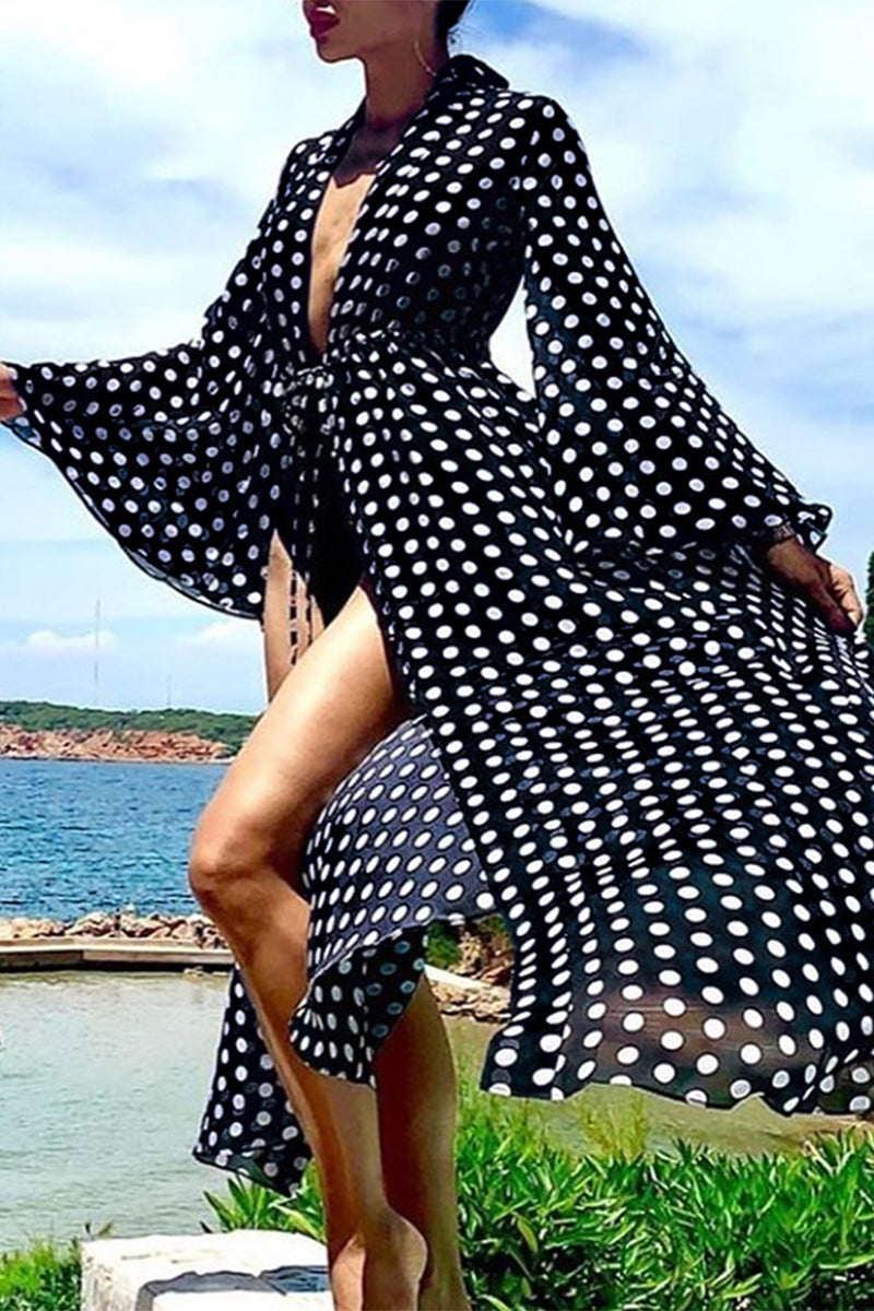 Kaynafashions - Sexy Vacation Polka Dot Patchwork Swimwears Cover Up