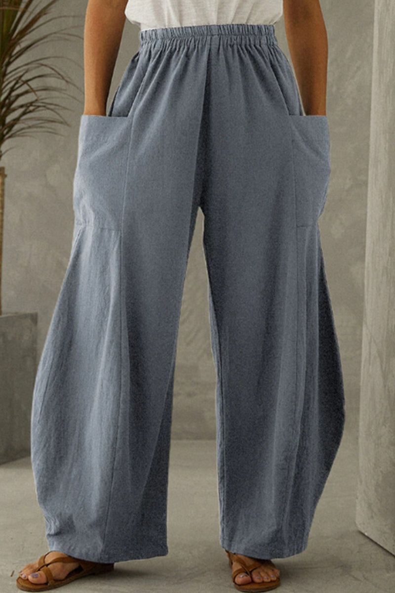 Kaynafashions - Casual Solid Pocket Loose Solid Color Bottoms