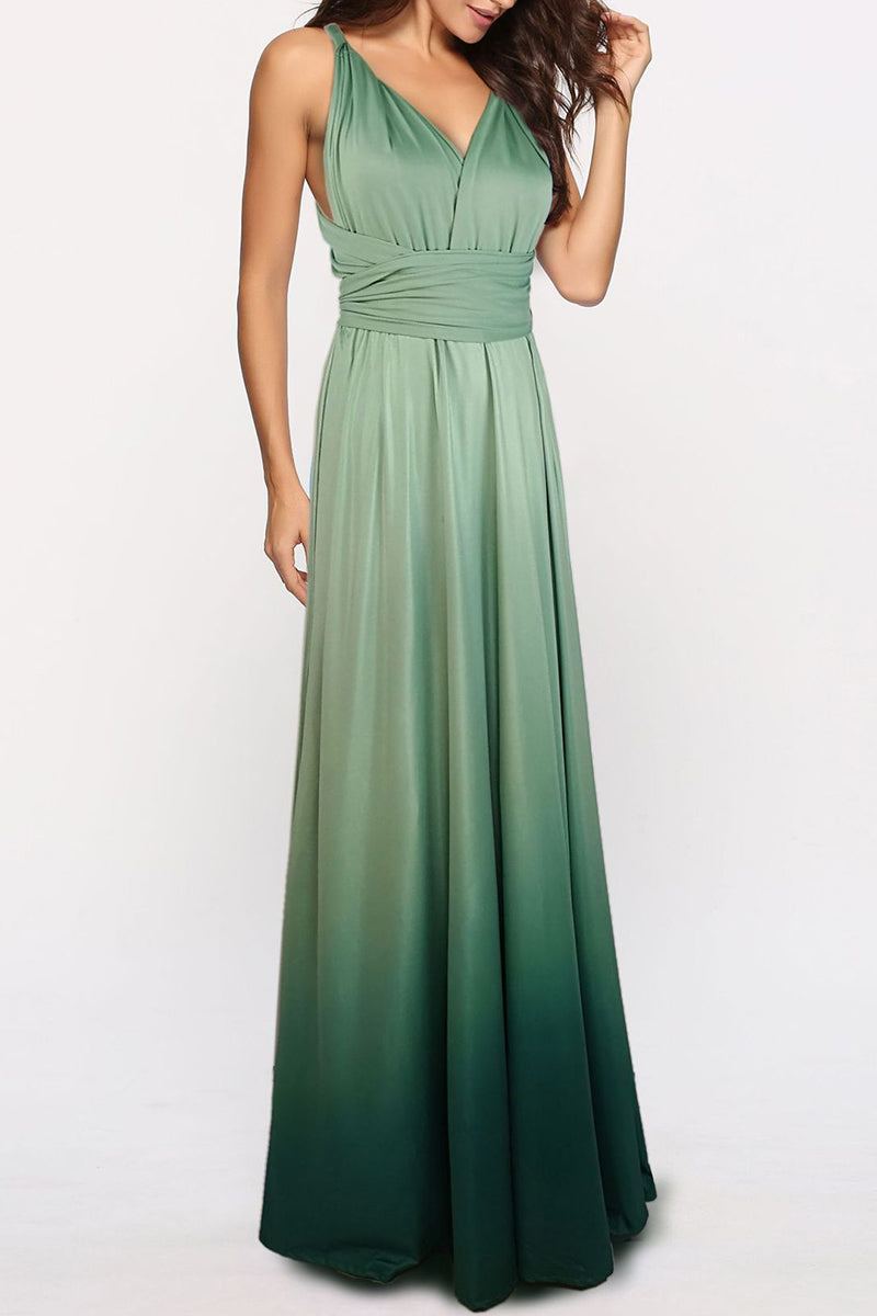 Kaynafashions - Sexy Gradual Change Bandage Contrast V Neck Evening Dress Dresses