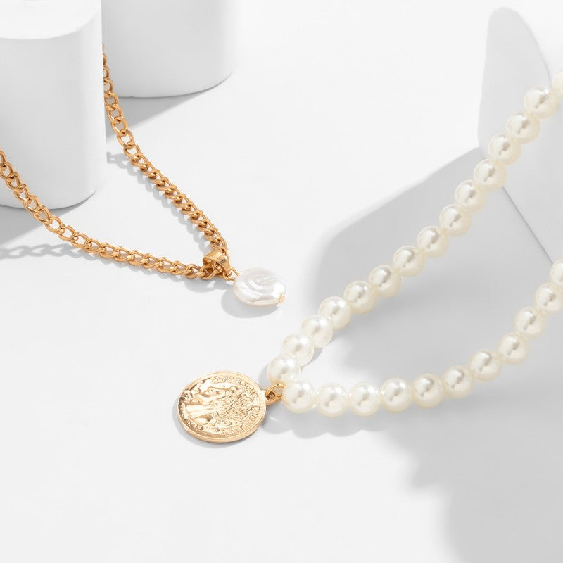 Kaynafashions - Casual Geometric Patchwork Pearl Necklaces