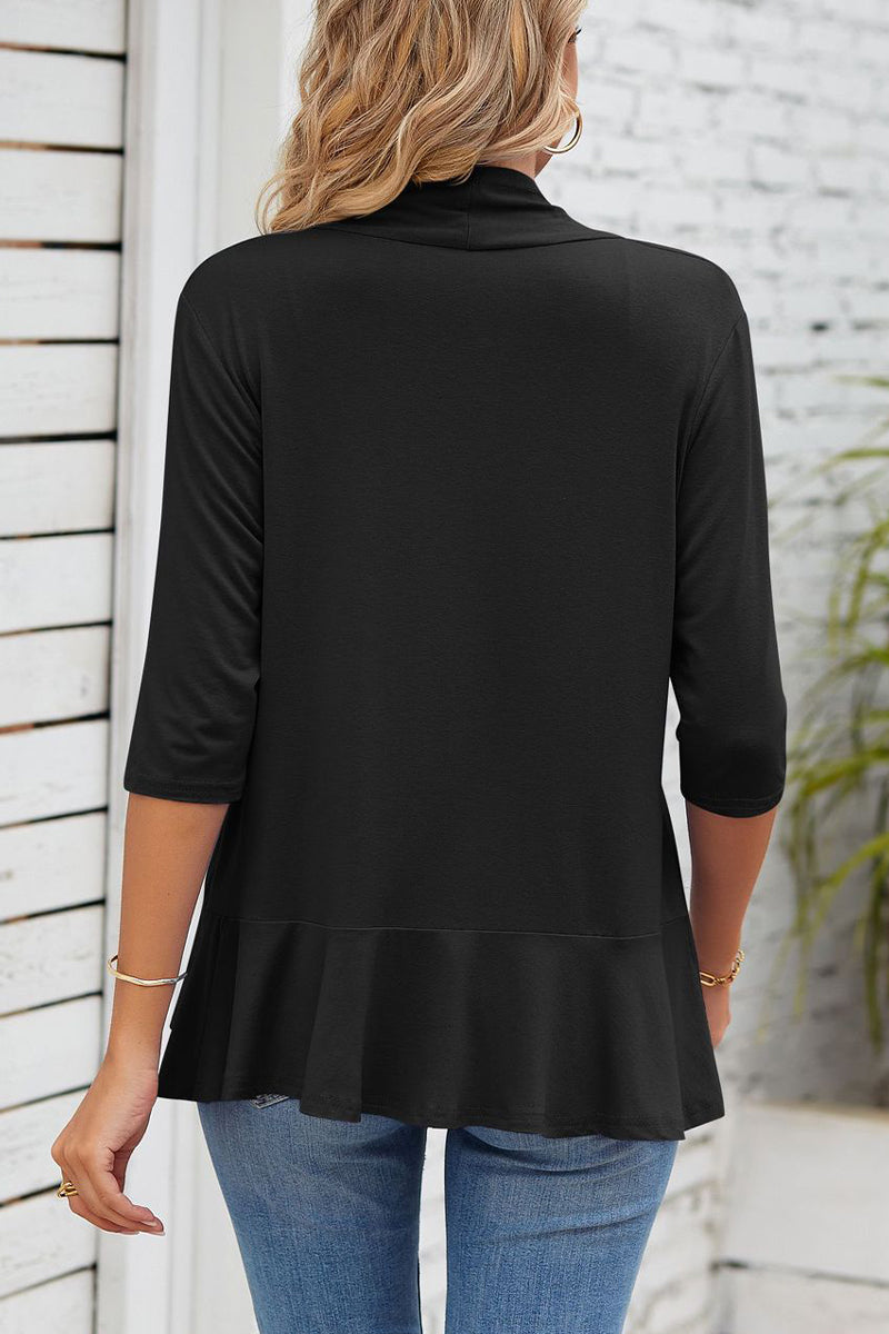 Kaynafashions - Daily Simplicity Solid Flounce V Neck Outerwear