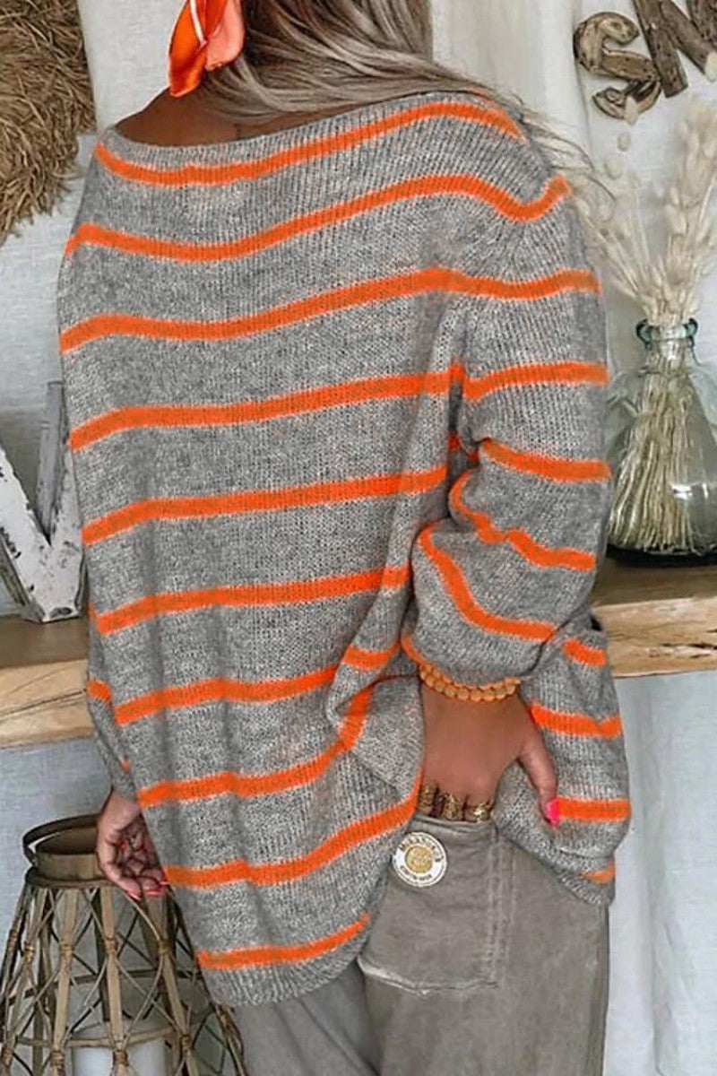 Kaynafashions - Casual Striped Contrast O Neck Tops